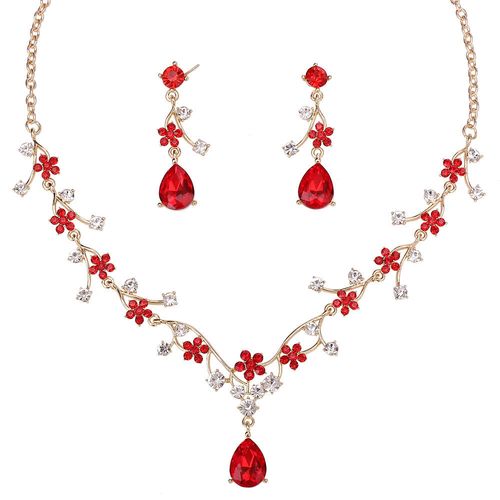 Luxury Crystal Rhinestone Necklace Earring Pendant Set for Women New Vintage Fashion Style for Weddings and Parties