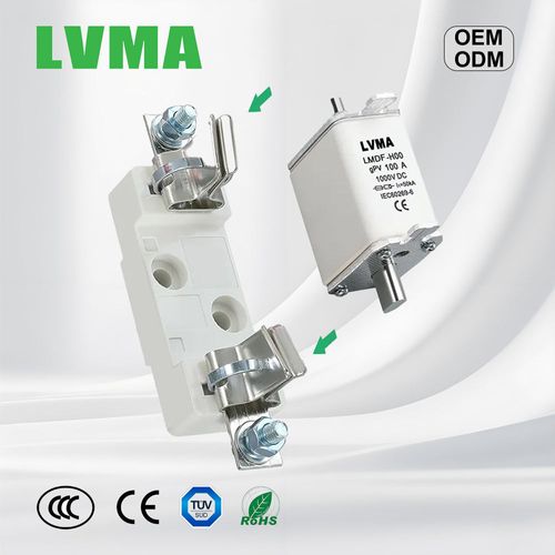 LVMA DC1000V 32A-100A Ceramic Fuse Link Plastic Electric Fusible for Solar PV System 00 Size GPV Fuse Holder with Fuse Base