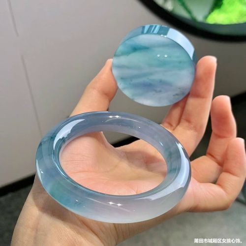 Natural Maine High Ice Kind Floating Blue Flower Jade Bracelet Round bar Old Pit Glass Kind Jade Bracelet No reviews yet