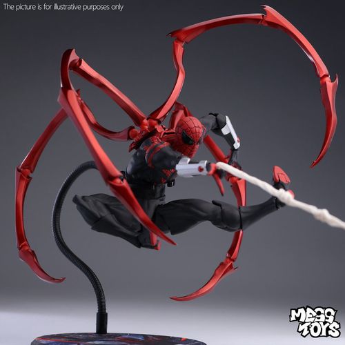 Hot New MessToys Spider-Man PVC Action Figure Black Red Anime Military Theme Toy Figurine Superhero Character Decorating