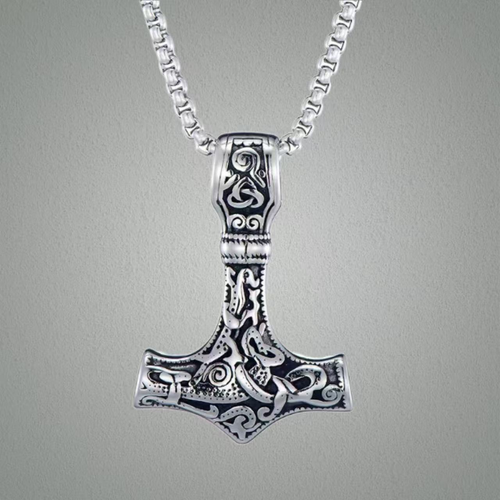 Cross-border hot selling retro lion head owl Thor's hammer demon eye trinity knot arrow necklace pendant jewelry wholesale