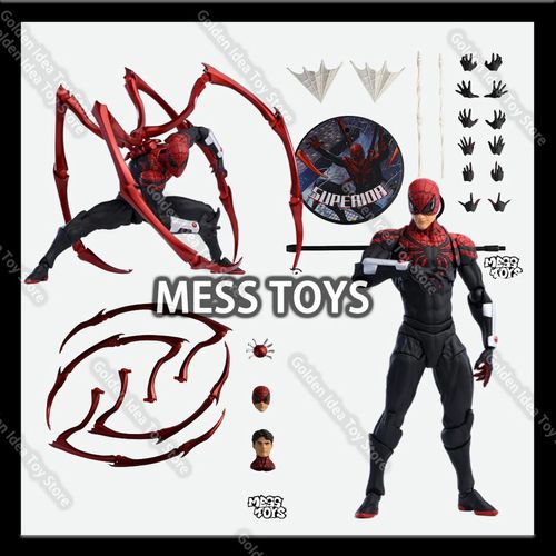 Hot New MessToys Spider-Man PVC Action Figure Black Red Anime Military Theme Toy Figurine Superhero Character Decorating