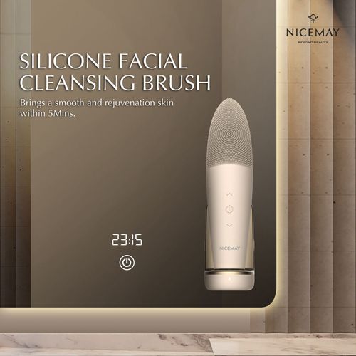 Wireless Sonic Scrubber Machine Facial Cleaning Electric Face Wash Brush with LED Lights