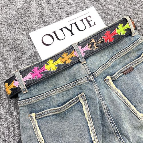 Wholesale Men's Retro Fashion Belt Personalized Colorful Youth Style Ancient Cross Classic Star Alloy Buckle Leather Belt