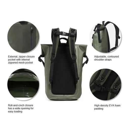 Custom 420D Nylon TPU Material 25L Roll Top Hiking Dry Bag Backpack Waterproof Floating Pack for Camping