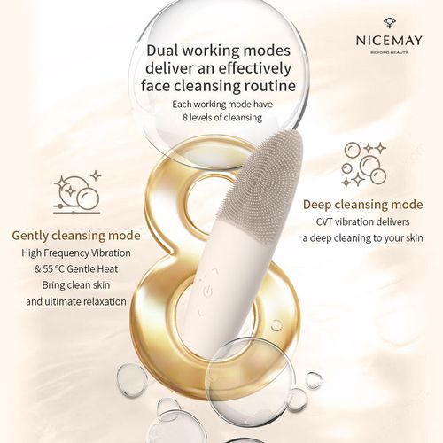 Wireless Sonic Scrubber Machine Facial Cleaning Electric Face Wash Brush with LED Lights
