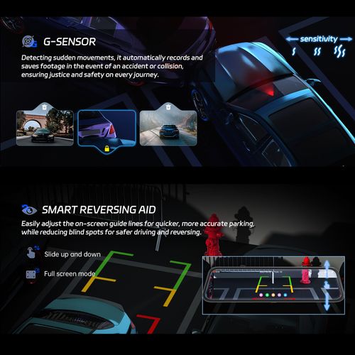 Carlover ADAS BSD 4K 10-inchTouch Screen Dash Cam DVR Driving Video Recorder Night Vision Reverse Dash Camera
