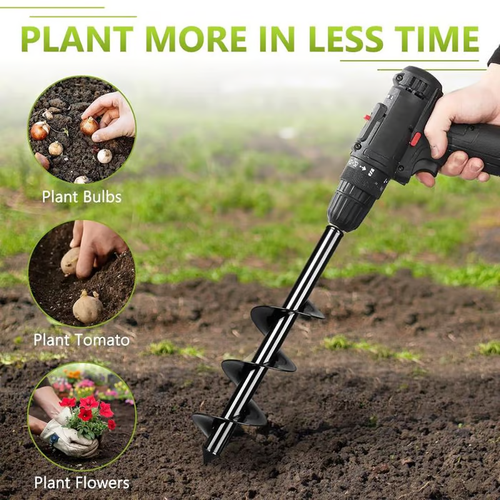 Spiral Drill Bit Set, Garden Spiral Drill Bit for Planting Bulbs & Flowers
