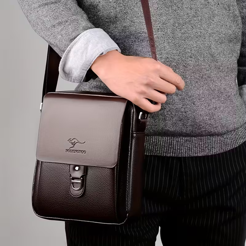 Men's Basic Microfiber Leather Shoulder Bag
