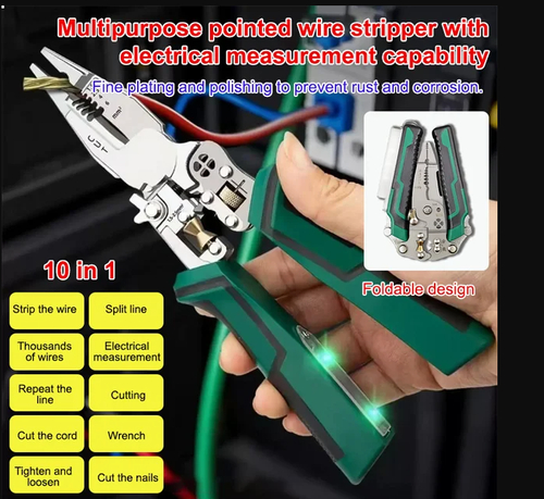 Multi-function pointed-nosed wire stripping pliers