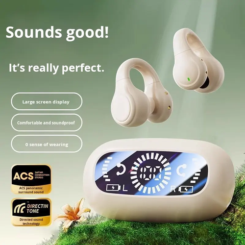 Smart earphones with smart color screen and ear clip