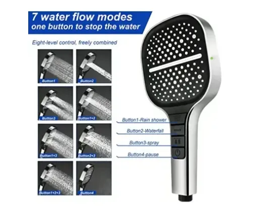8-speed Oversized Panel Pressurized Shower Head
