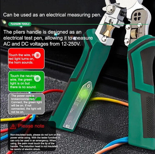 Multi-function pointed-nosed wire stripping pliers