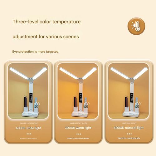 Double-head LED multi-function desk lamp