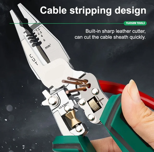 Multi-function pointed-nosed wire stripping pliers