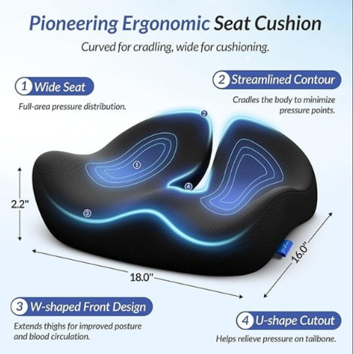 ⏰ Today Only – 49% OFF 🎁 Ergonomic Memory Foam Seat Cushion