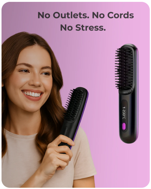 Negative ion straightening comb Frizz-free, sleek hair — anytime, anywhere