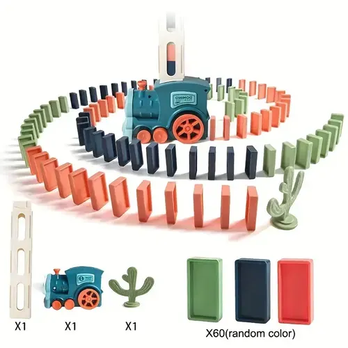 2025 Popular 🔥🚂Brand New Vision Intellectual Interactive Toys evelopment Dominos Train Set✨