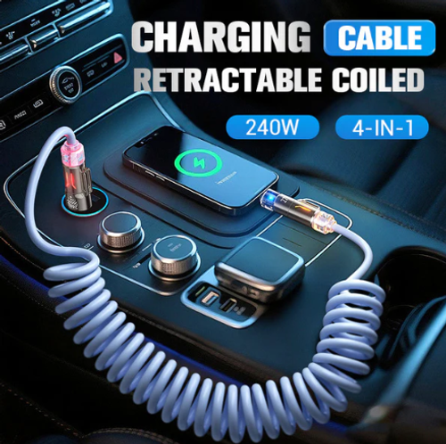 🏆Flash Sale⚡50K+ SOLD! 💥240W 4-in-1 Retractable Coiled Charging Cable