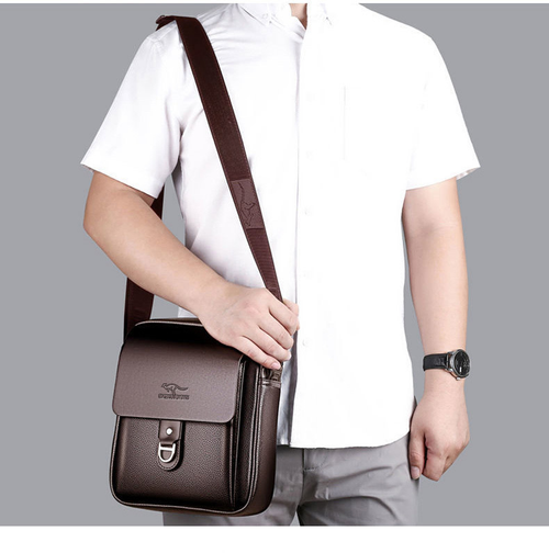 Men's Basic Microfiber Leather Shoulder Bag