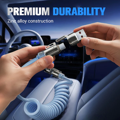 🏆Flash Sale⚡50K+ SOLD! 💥240W 4-in-1 Retractable Coiled Charging Cable