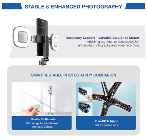 Pro 3-in-1Bluetooth Selfie StickTripod