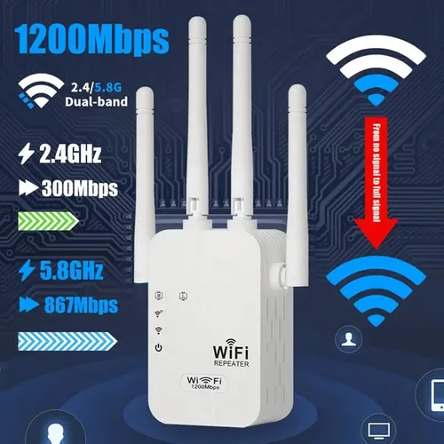 WiFi Extender 2025, 1200Mbps Dual Band (5GHz 2.4GHz) Signal Booster, Covers 10,000 sq. ft & 50 Devices, Repeater with Ethernet Port for Home, Gifts