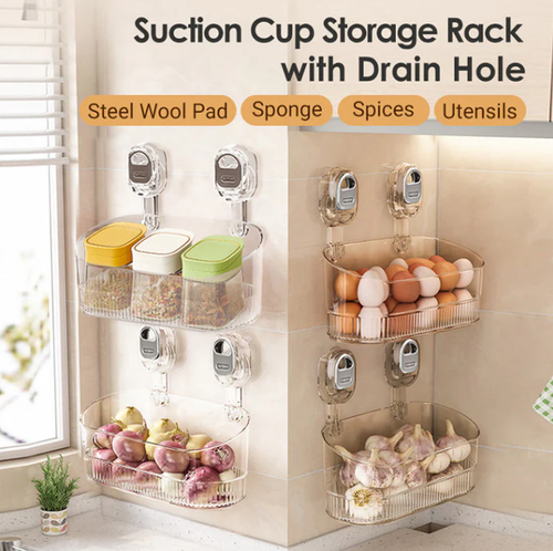 🔥Hot Sale 50% Off🔥Suction Cup Storage Rack with Drain Hole