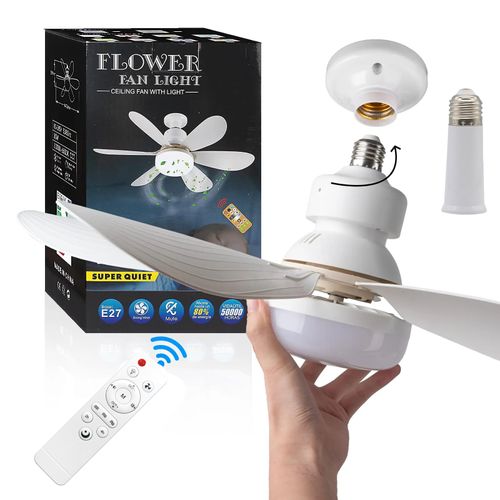 30W E27 Base Ceiling Fan Light, Dimmable CeilingFans Light with Remote Control& 3-Speed WindAdjustment,Energy-saving Ceiling Fan Light forHome Bedroom Kitchen