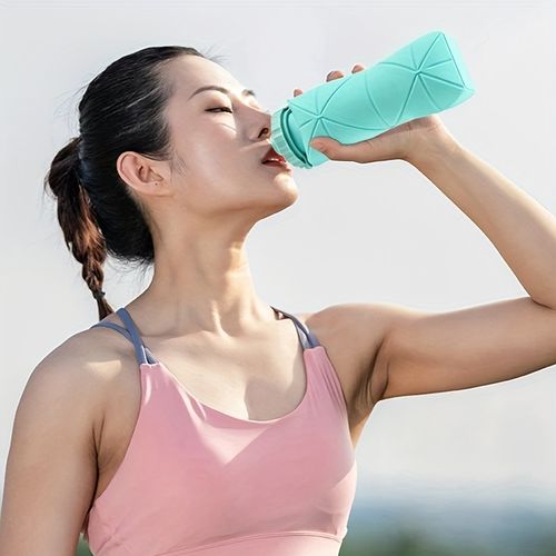 20OZ silicone folding water bottle, outdoor portable retractable folding water cup