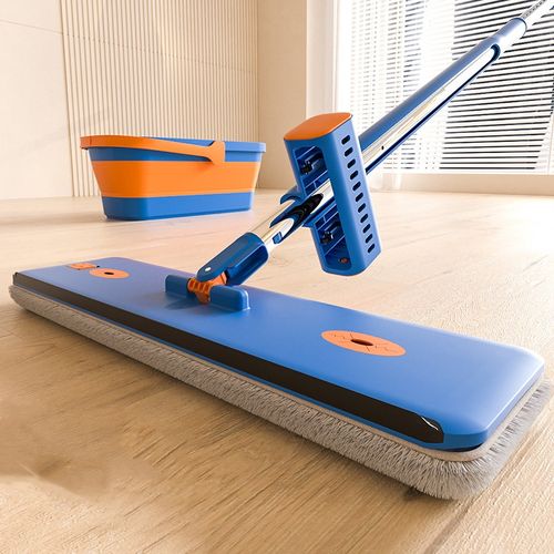 Conjunto de mopa plana desidratável e balde de limpeza