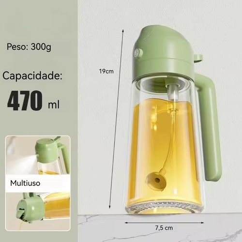 Frasco pulverizador de óleo de vidro 2 em 1
