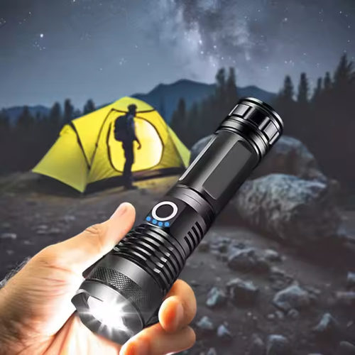 Super bright flashlight 100000 lumens high power flashlight fleet c8 plus led waterproof safety flashlight