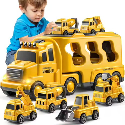 5 in 1 friction powered construction transport truck toy