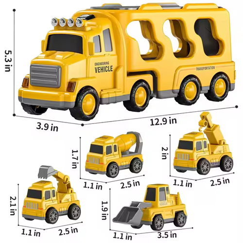 5 in 1 friction powered construction transport truck toy