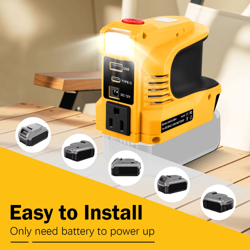 Suit for Dewalt 18V,20V Battery 5-in-1 Inverter Adapter,Portable Emergency Power Supply