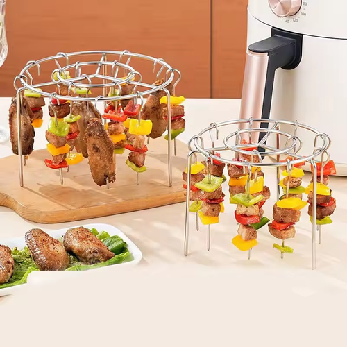 Air Fryer Universal Stainless Steel Grill Skewers Oven Hanging Vertical Grill for Home Use Easily Cleaned Multifunction