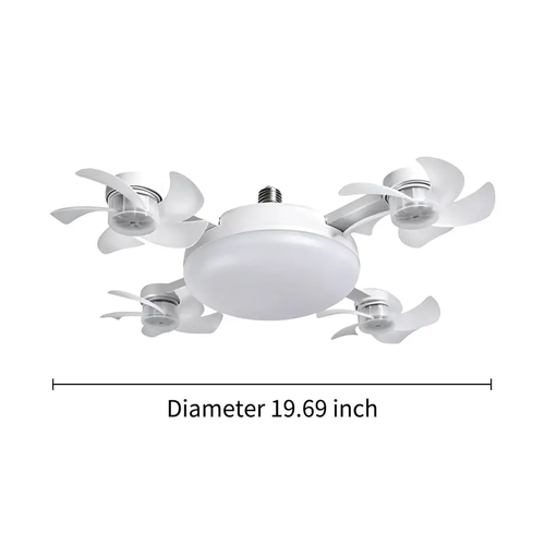 New E27 Socket Ceiling Fan Light - 2-in-1 Silent LED Fan with Remote Control, Energy-Saving Cooling & Lighting Combo for Home Bedroom