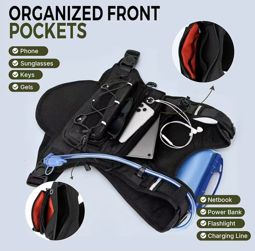 Running Hydration Vest Backpack, Lightweight Chest Pack with 2.0L Water Bladder Bag Daypack for Hiking Running Cycling Race