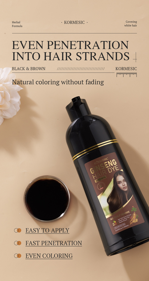 (Black)3-in-1 Hair Color Shampoo: Infused with plant extracts and hair care oil, with a fruity fragrance. Provides quick hair coloring, gentle cleansing, and long-lasting color retention.