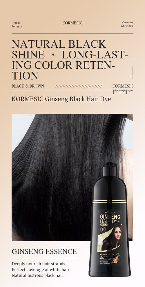 (Black)3-in-1 Hair Color Shampoo: Infused with plant extracts and hair care oil, with a fruity fragrance. Provides quick hair coloring, gentle cleansing, and long-lasting color retention.