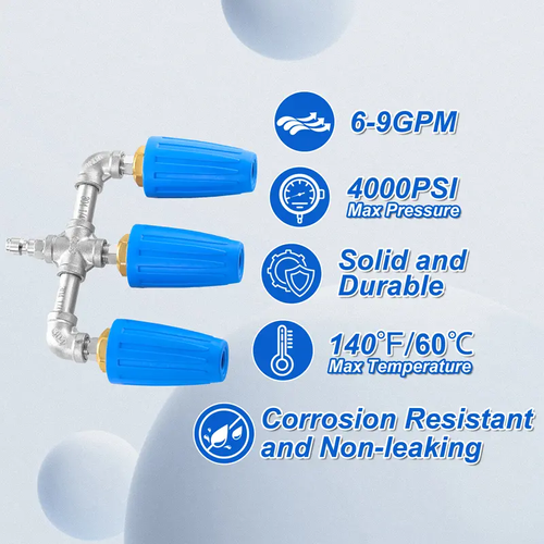 Triple Turbo Nozzle Pressure Washer 360° Rotating Turbo Nozzle with Quick Connector 2.0 Orifice 3-in-1 Turbo Nozzle 4000 PSI, car accessories