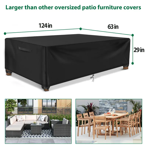 Waterproof Patio Furniture Covers, Outdoor Furniture Covers, 600D Heavy Duty Oxford Patio Table Cover with Air Vents, Windproof Straps, Anti-UV, Rip-Resistant for Outdoor Table, Chair, Sofa,dorm essentials,home essentials