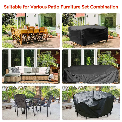 Waterproof Patio Furniture Covers, Outdoor Furniture Covers, 600D Heavy Duty Oxford Patio Table Cover with Air Vents, Windproof Straps, Anti-UV, Rip-Resistant for Outdoor Table, Chair, Sofa,dorm essentials,home essentials