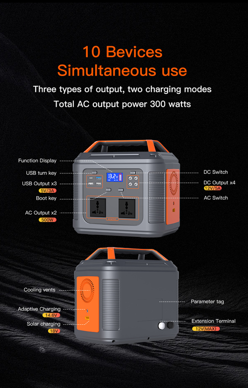 Household Multifunctional LiFePO4 Battery Solar Generator 300W Portable Power Station