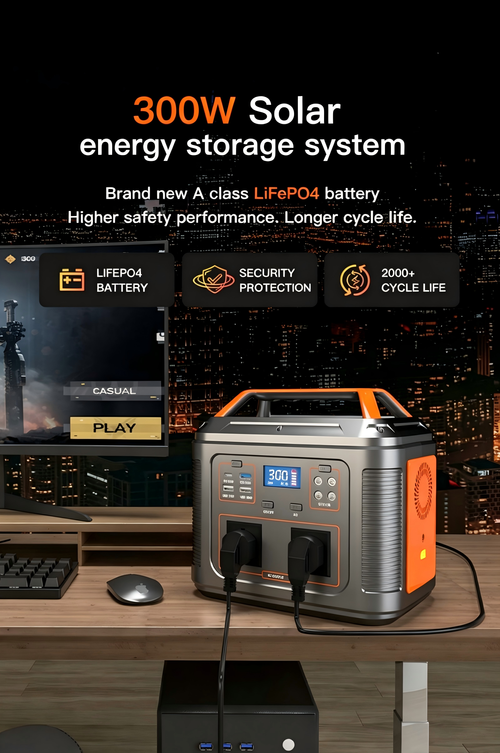 Household Multifunctional LiFePO4 Battery Solar Generator 300W Portable Power Station