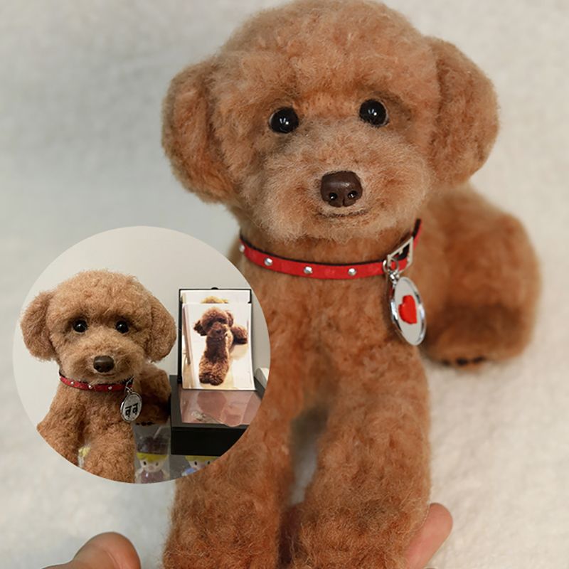 Custom Realistic Pet Portrait Sculpture – Handmade Wool Felt Dog or Cat Memorial Gift from Your Photo