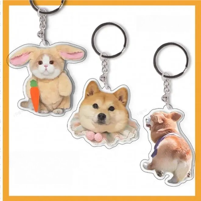 Custom Acrylic Pet Keychain – Personalized Photo Charm of Your Cat or Dog