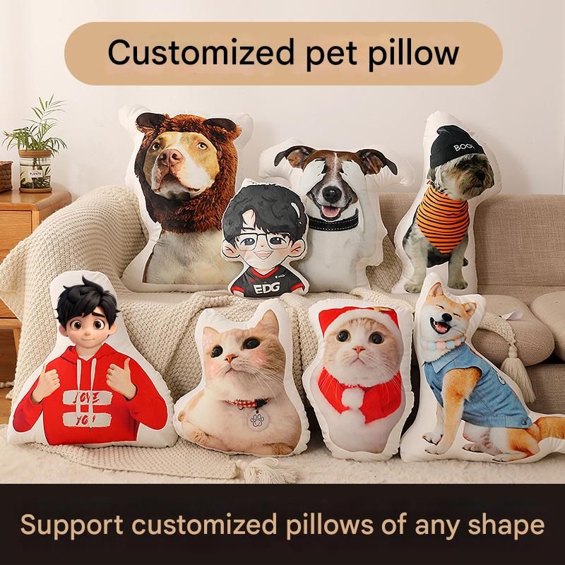 Custom Shaped Pet Pillow – Personalized Cat & Dog Cushion from Your Photo