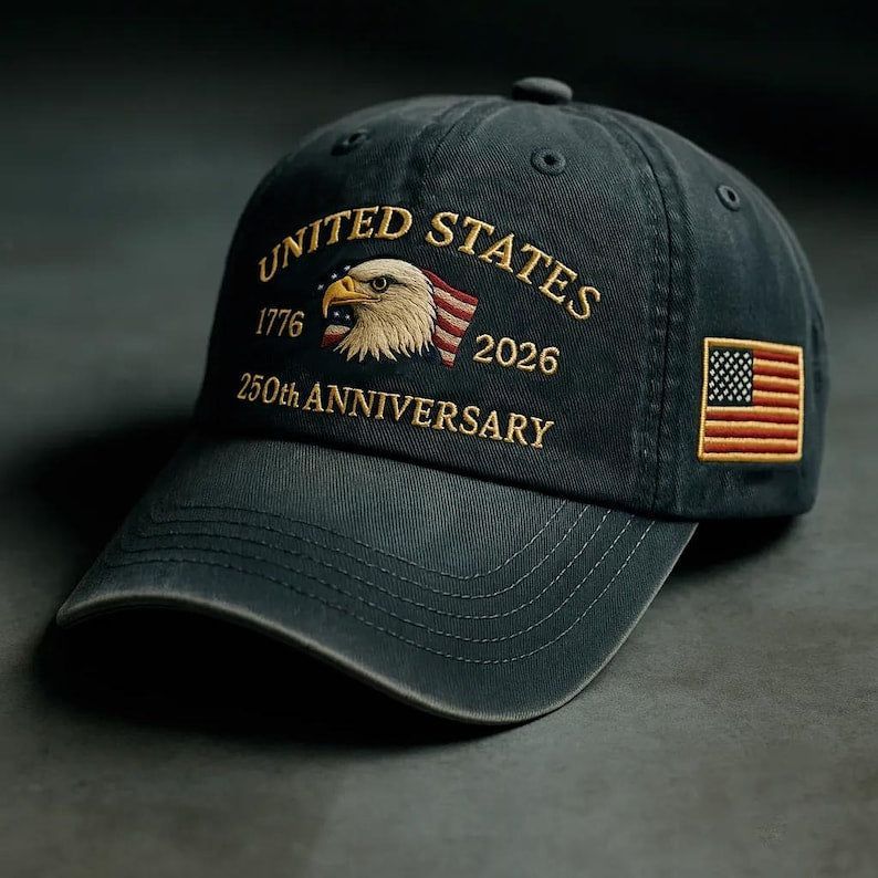 250th Anniversary Embroidered Trucker Hat: U.S. Tribute Retro Cap